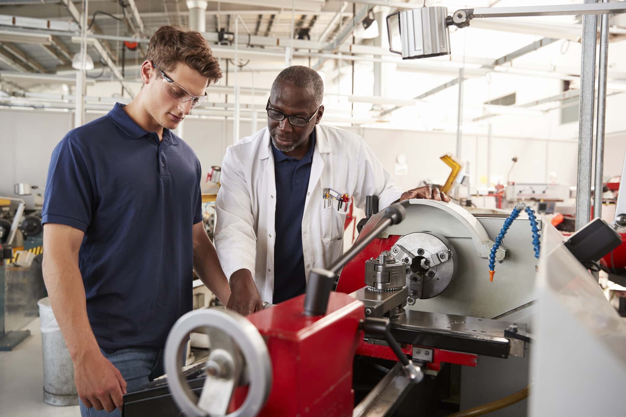 Factory worker training student